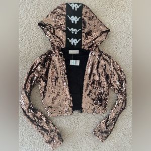 Faith Connexion sequin crop jacket rose gold size S